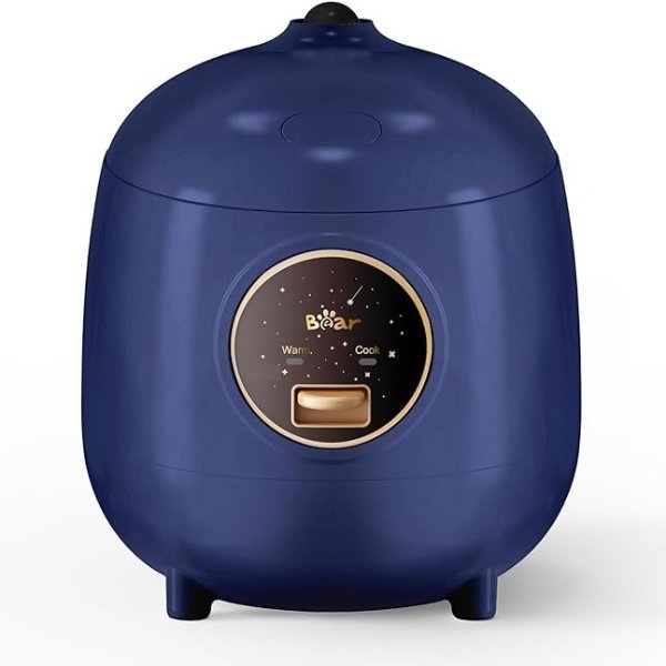 Mini Rice Cooker 2 Cups Uncooked(4 Cups Cooked), 1.2L Portable Non-Stick Small Rice Cooker, BPA Free, One Button to Cook and Keep Warm Function, Blue