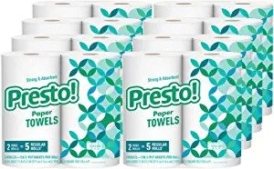Amazon Brand - Presto! Flex-a-Size Paper Towels, Family Roll, 16 Count (8 Packs of 2) = 40 Regular Rolls