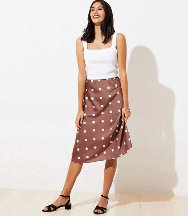 Petite Polka Dot Midi Skirt | LOFT