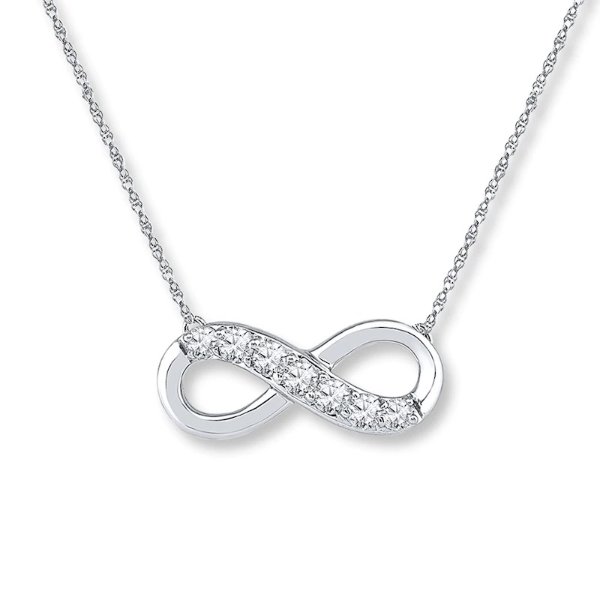 Infinity Symbol Necklace Lab-Created Sapphires 10K White Gold|Kay