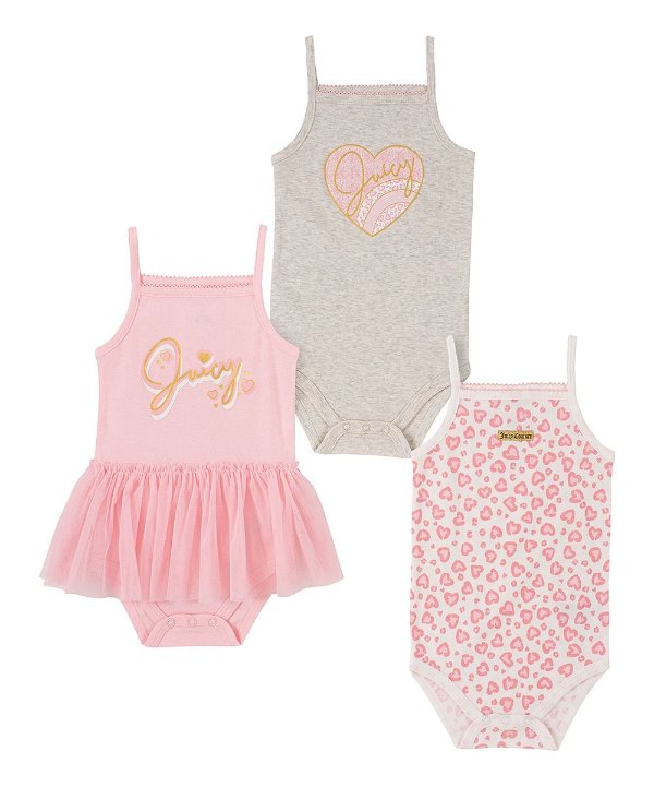 Pink & Gold Glitter Skirted Sleeveless Bodysuit Set - Newborn & Infant