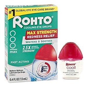 Rohto Cool Max Maximum Redness Relief Cooling Eye Drops, 0.4 Ounce, 3 Count