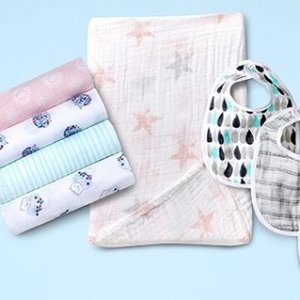 aden + anais 婴儿纱布巾、围嘴、床品等促销