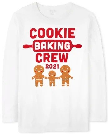 Unisex Adult Matching Family Long Sleeve Baking Crew Graphic Tee | The Children's Place - WHITE