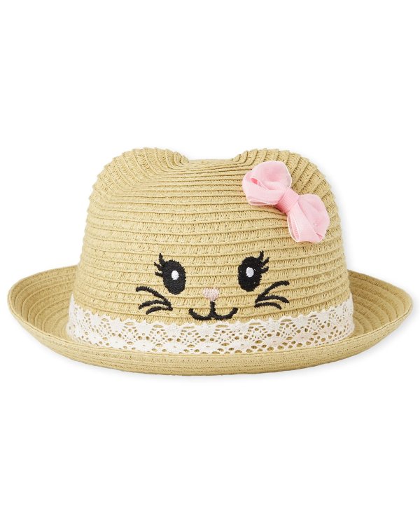Baby Girls Cat Straw Hat