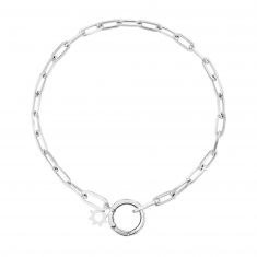 Sterling Silver Paperclip Charm Clasp Bracelet