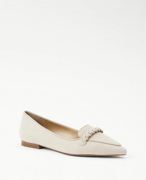 Braided Suede Pointy Toe Flats | Ann Taylor