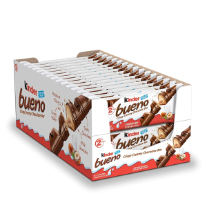 Kinder Bueno Milk Chocolate and Hazelnut Cream Candy Bar, Great Holiday Gift, 30 Packs