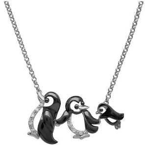 可爱的三只企鹅镶钻项链