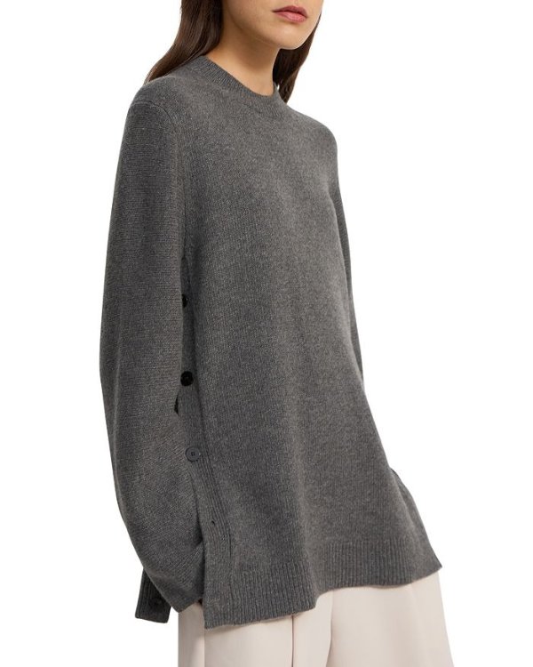 Side-Button Tunic Sweater