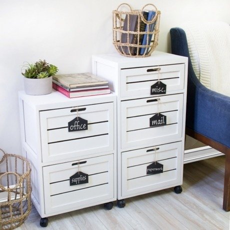 White 3-Drawer Filing Cabinet with Chalkboards