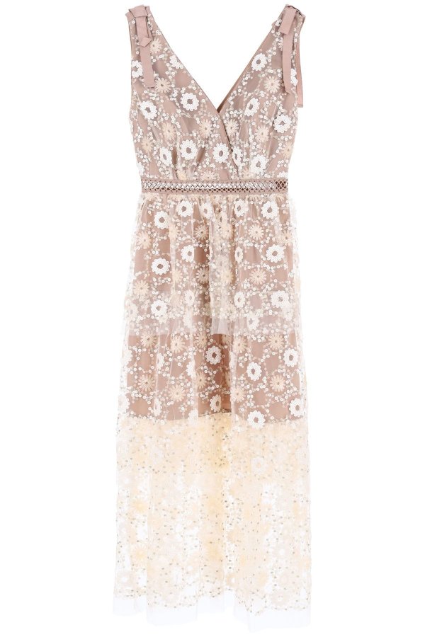 midi dress with sequin flowers