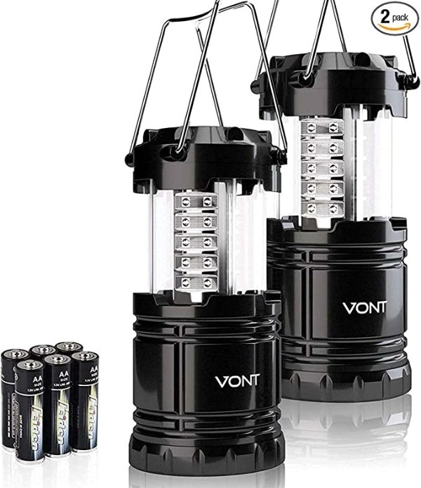 2 Pack LED Camping Lantern, Super Bright Portable Survival Lanterns, Must Have During Hurricane, Emergency, Storms, Outages, Original Collapsible Camping Lights/Lamp (Batteries Included)