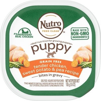 Puppy Tender Grain-Free Chicken, Sweet Potato & Pea Recipe Bites in Gravy Dog Food Trays, 3.5-oz, case of 24 - Chewy.com