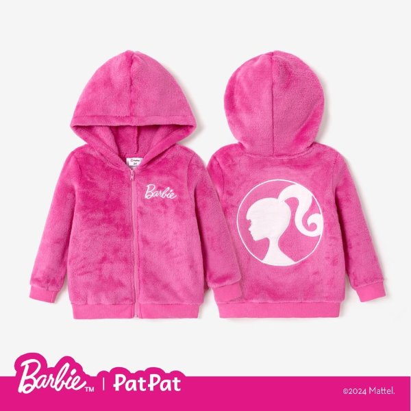 Barbie Plush Embroidered Graphic Coat