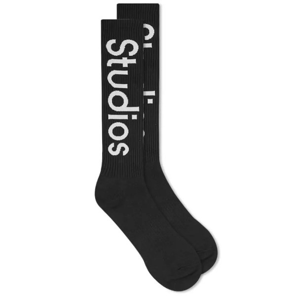 Long Rib Logo SockBlack