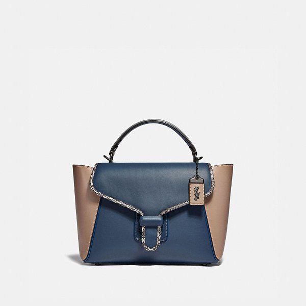 Courier Carryall in Colorblock Leather With Snakeskin Detail