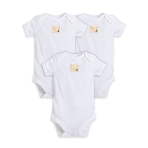Solid Short SleeveOrganic Baby Bodysuit 3 Pack