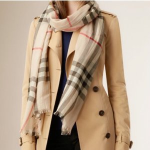 EXTRA $36 OFF BURBERRY Check Wool Silk Scarves@JomaShop.com