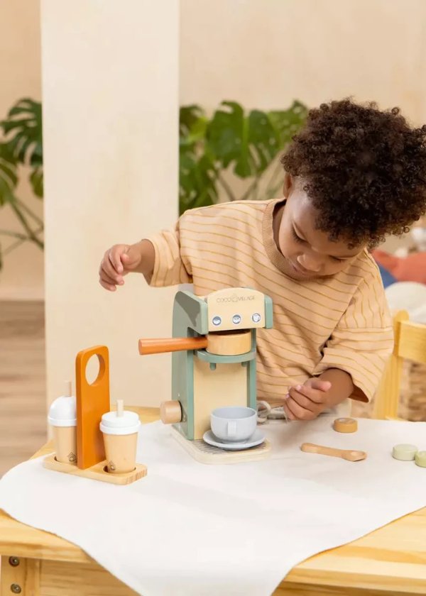 Toy Wooden Coffee Maker Set for Toddlers