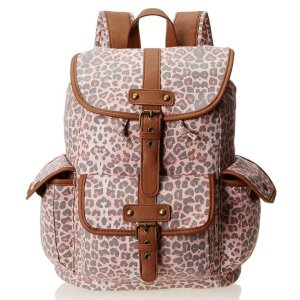 Wild Pair Printed Canvas Backpack With Faux Leather Trim @ Amazon