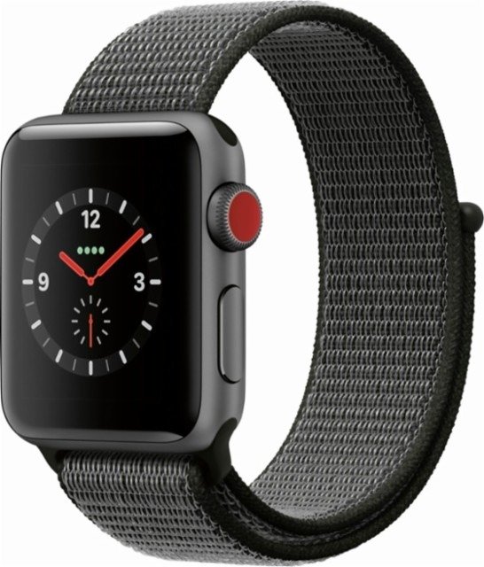 -Watch Series 3 (GPS + Cellular) 38mm Space Gray Aluminum Case with Dark Olive Sport Loop - Space Gray Aluminum