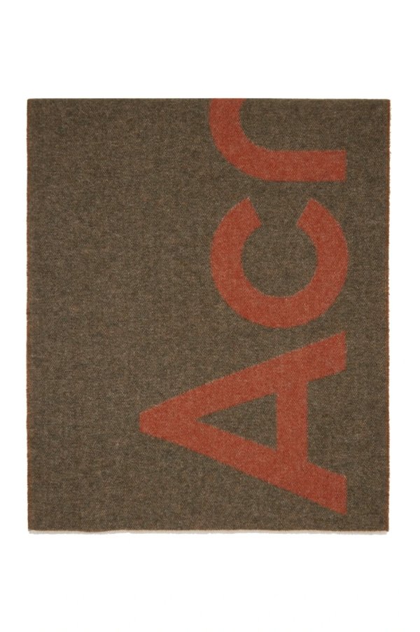 Brown Wool Logo Scarf