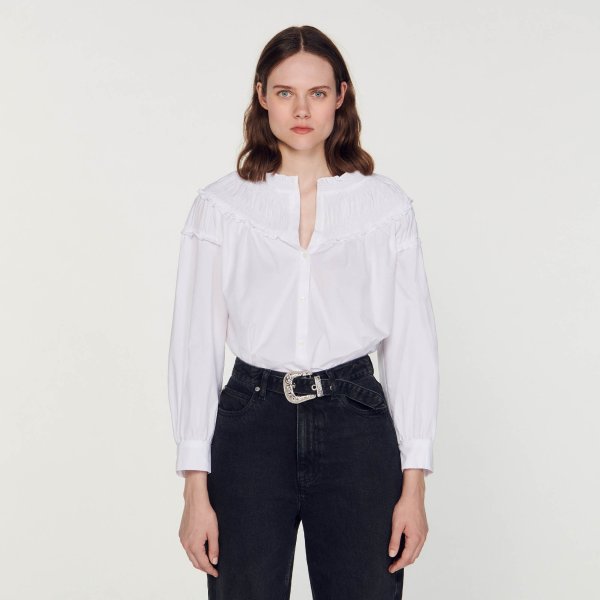 Smocked-collar blouse