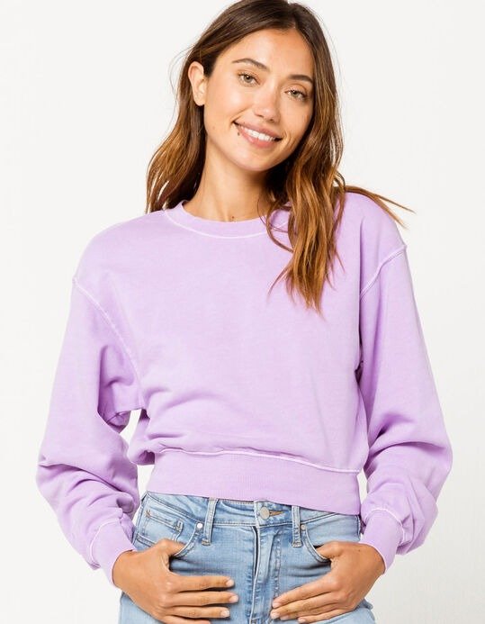 Lavender Womens Crop Sweatshirt