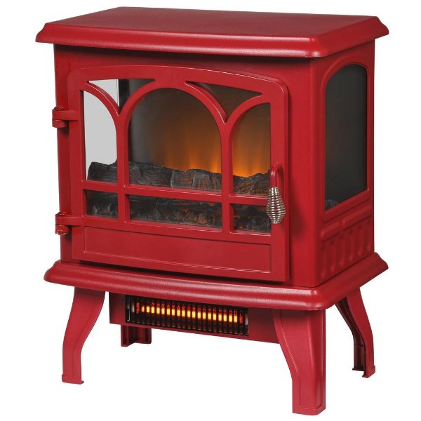 Kingham 1,000 sq. ft. Panoramic Infrared Electric Stove in Red with Electronic Thermostat-EST-417-60-Y - The Home Depot