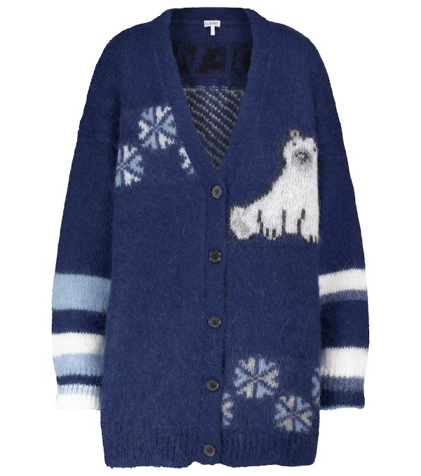 海蓝色北极熊针织开衫