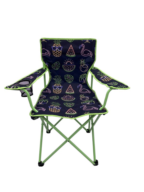 Camping Chair, Neon Green and Blue