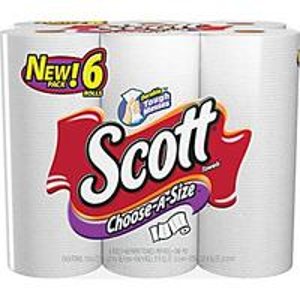 Scott Choose-A-Size Paper Towels, 1-Ply, 6 Rolls/Pack