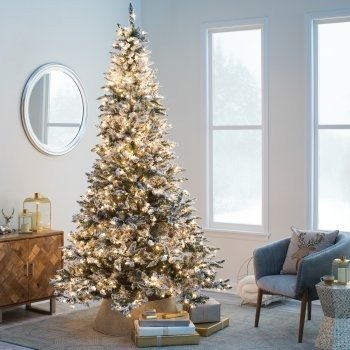 Flocked Blue Ridge Spruce Christmas Tree with Instant Glow Power Pole by Sterling Tree Company