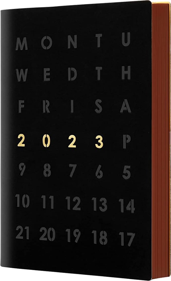 2023 Planner weekly and Monthly, Softcover Leather Planner with Gold Lettering, 2023 Jan. - 2023 Dec Day Planner 5.7 x 8.5 Inch with Monthly Expense Tracker, Easy to Carry, Black