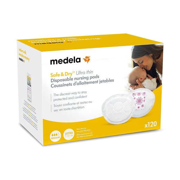 Medela Safe & Dry Ultra Thin Disposable Nursing Pads, 120 Count