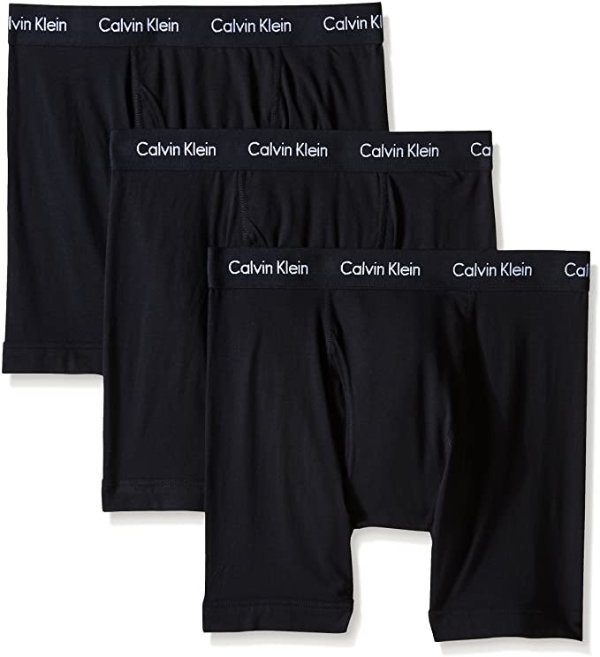 Men's Cotton Stretch Multipack Boxer Briefs, Black, Large