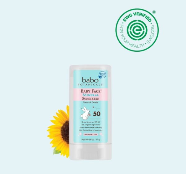 Baby Face Mineral Fragrance Free Sunscreen Stick SPF50
