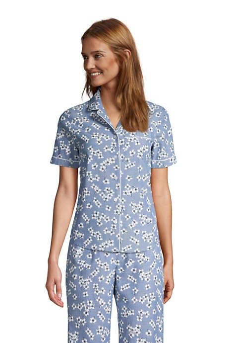 Draper James x Lands' End Women's Short Sleeve Cotton Chambray Pajama Shirt