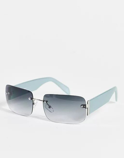 90s rimless mid square sunglasses with light smoke lens