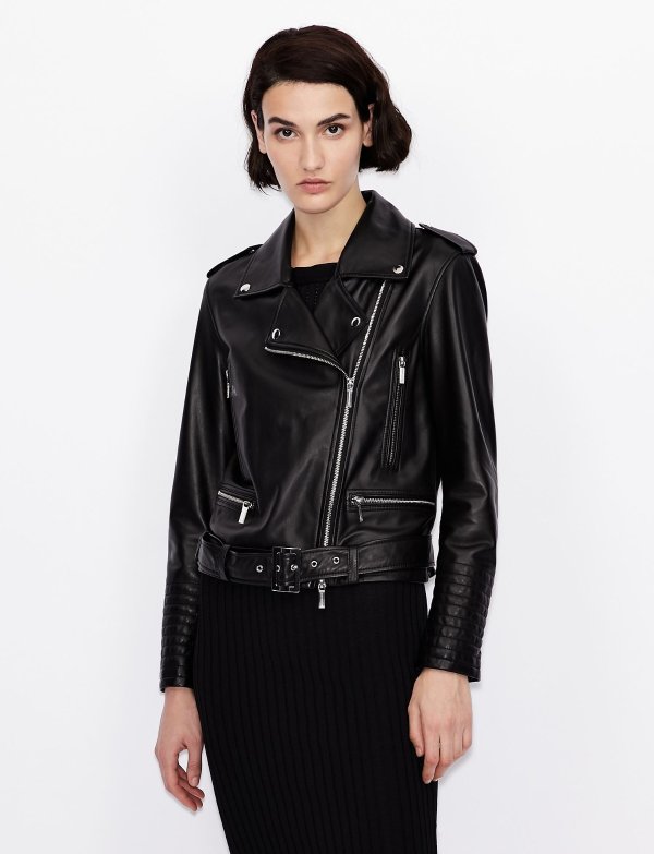 LEATHER BIKER JACKET, Blouson Jacket for Women | A|X Online Store