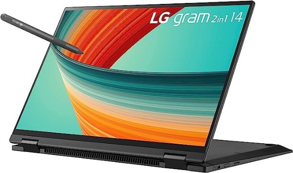 gram 14” 2in1 Lightweight Laptop, Intel 13th Gen Core i5 Evo Platform, Windows 11 Home, 16GB RAM, 512GB SSD, Black