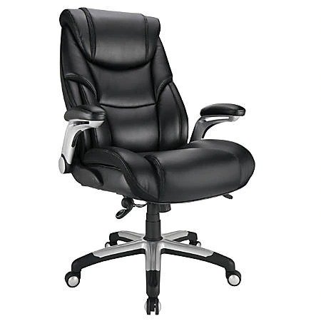 ® Torval Big And Tall Bonded Leather High-Back Sporty Chair, Black/Silver Item # 3798978
