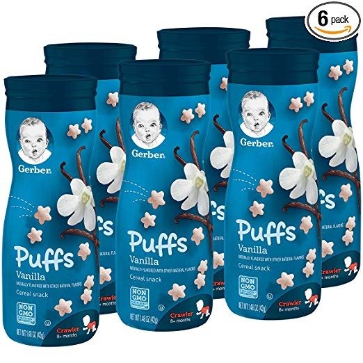 Gerber Puffs Cereal Snack, Vanilla, 1.48 Ounce (Pack of 6)
