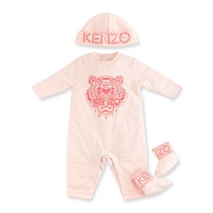 Kenzo Cotton Logo Coverall, Hat & Booties, Size 9 Months