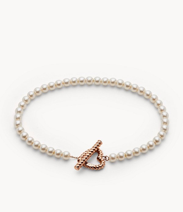 Rose Gold-Tone Crystal Pearl Beaded Bracelet
