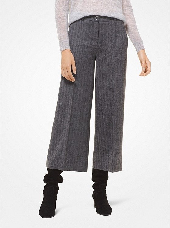 Herringbone Flannel Cropped Trousers