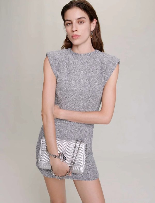Shiny knit short dress