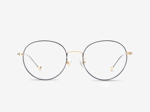 Cascade | Black/Gold Circle Eyeglasses | Dualens