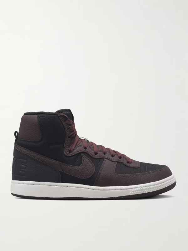 Terminator Leather-Trimmed Canvas High-Top Sneakers